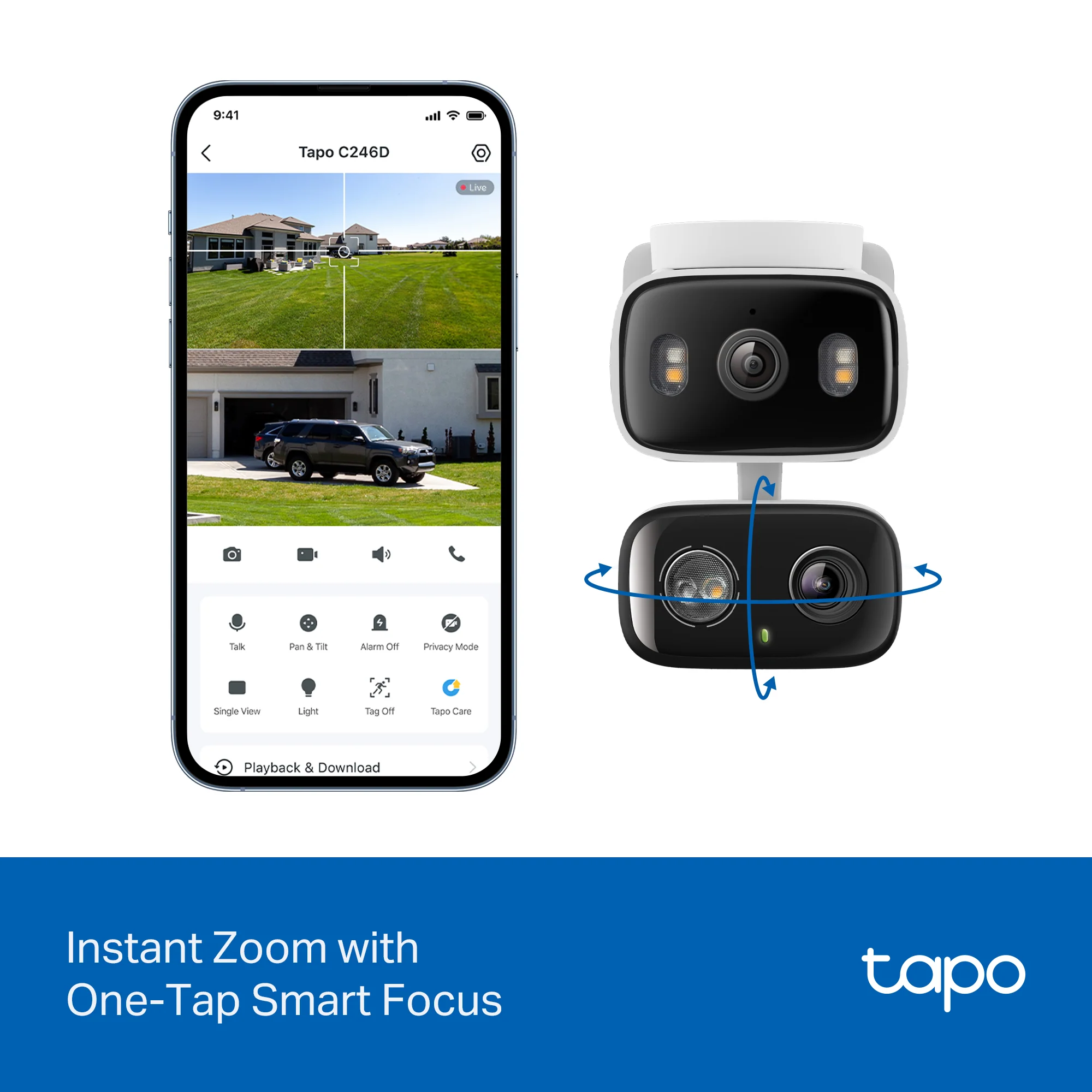 2K Dual Lens Pan/Tilt Indoor/Outdoor Security Camera, Tapo C246D HybridCam Duo - Image 4