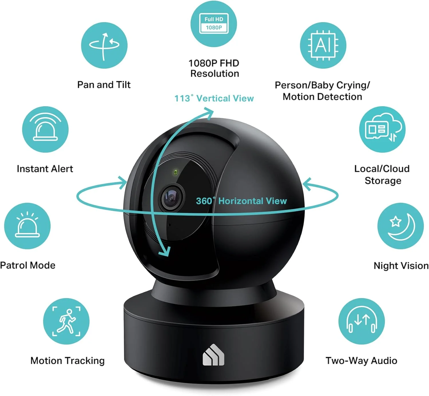 Smart Indoor Pan-Tilt Home Security Camera Black, Kasa EC71 - Image 2