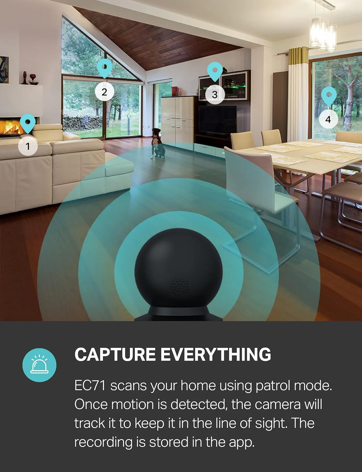 Smart Indoor Pan-Tilt Home Security Camera Black, Kasa EC71 - Image 3